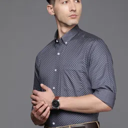 louis philippe Men Slim Fit Printed Button Down Collar Formal Shirt image 4