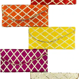 Gota Mix Shagun Envelopes for Wedding Money Gift Shagun Lifafa with Button Envelopes-image-11