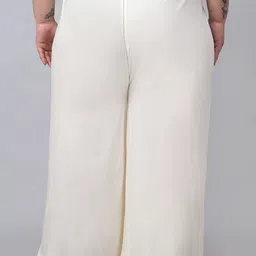 trend level Women Flared White Viscose Rayon Trousers image 2