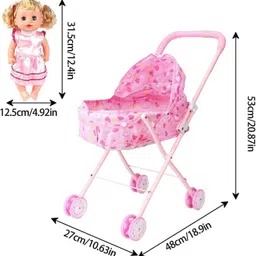 giftcorner Baby Doll with pram and free poppet Pram image 2