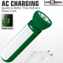 daily needs shop 50 Watt Rechargeable Torch Light With 2 Mode LED + Bright Tube Light Long Backup 5 hrs Torch Emergency Light image 3