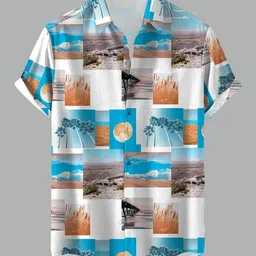 cheapshirts Men Top & Shorts Set Light Blue Printed image 3