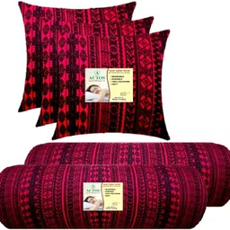 actos Microfibre Bolster Pack of 5 Geometric 3 Cushion And 2-picture-35