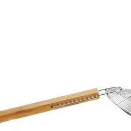 faas Stainless Steel Deep Fry Spoon With Wooden Handle Puri Strainer for kitchen Strainer image 2