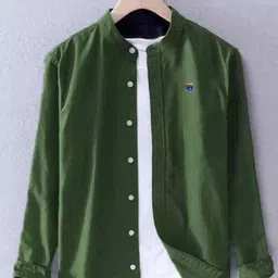 fubar Men Slim Fit Solid Mandarin Collar Casual Shirt image 1