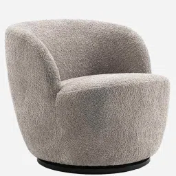 casacraft from pepperfry Nikoli Boucle Barrel Chair In Grey Chair image 3