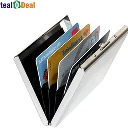 stealodeal Aluminum Silver Pocket Business Atm Case Metal Box With Steel 6 Card Holder image 3