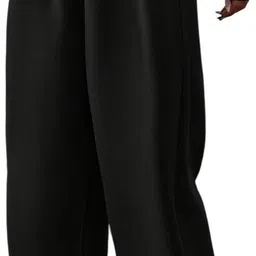 Women Loose Fit Black Cotton Blend Trousers-image-13