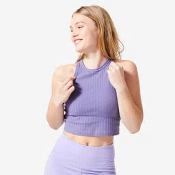 Women's Fitness Ribbed Crop Top 520 - Blue-image-80