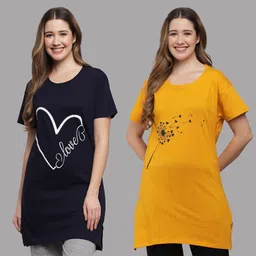 matisse Pack of 2 Women Printed Round Neck Pure Cotton Multicolor T-Shirt-picture-27