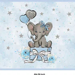 attry Attray Elephant Print Soft Fleece Baby Blanket Blue 44x56 Inch Baby blanket Elephant & Star Print image 3