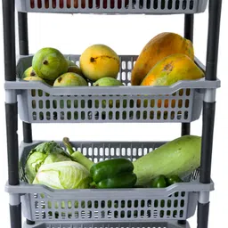 dm plus Popular 4 Layer Portable Modern Plastic Fruit & Vegetable Basket image 3