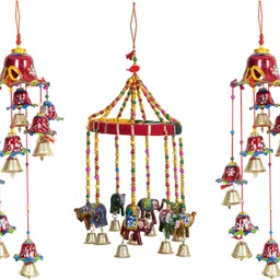 fashion art Rajasthani Traditional Bell Toran Fiber Paper Mache Paper Windchime image 4