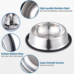 furever friends Round Steel Pet Bowl (400ml),Dog/Cat Feeder, Small Size Pet Bowl, Highly Durable Stainless Steel Pet Bowl image 2