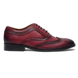 LOUIS STITCH Men Maroon Handmade Italian Leather Formal Brogues image 2