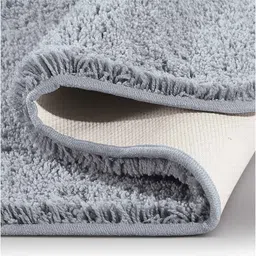 Silver Solid Polyester 24x16 Inches AntiSkid Bath Mat by Obsessions image 4