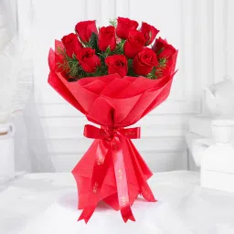 Vivid  10 Red Rose Bouquet image 1