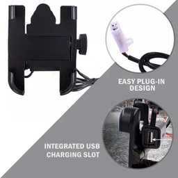 uspot Universal Motorcycle Mobile Phone Holder w Waterproof USB Charger Bike Mobile Holder image 3