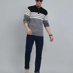 willey Men Striped Round Neck Multicolor Sweater image 4