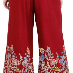 affleon Women Flared Multicolor Viscose Rayon Trousers image 3
