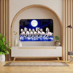 shri khatu shyam creation Shri Khatu Shayam Creation 7 horses Photo frame 3D Painting 12 inch x 18 inch Painting image 3