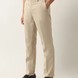 arrow Men Tapered Beige Polyester Trousers image 2