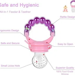 badal kidz BPA Free Silicone Food Nibbler for Fruit and Veggie with Rattle Handle Teether and Feeder image 4