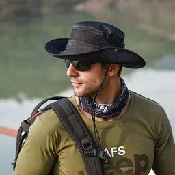 AlexVyan Hat Cap Round Crown SunVisor Hat for Men UV Protection Wide Brim Summer image 5