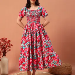 zwerlon Women A-line Pink Midi/Calf Length Dress-picture-27