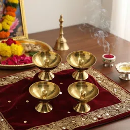 apex brass creations Brass (Pack of 4) Table Diya Set-picture-15