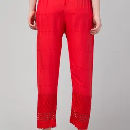 asadsgarments Women Regular Fit Red Viscose Rayon Trousers image 2