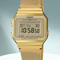Vintage A700WMG-9ADF Gold Dial Gold Stainless Steel Mesh Band Digital Watch - For Men & Women D171-image-70
