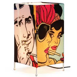 Look Table Multicolor Satin Shade Table Lamp with Silver Base by Green Girgit image 5