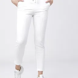Women Solid White Track Pants-image-15
