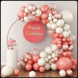 r g accessories Solid Off White Coral Red Rose Gold Balloons Garland Kit Of 53 For Party-A Balloon-picture-14