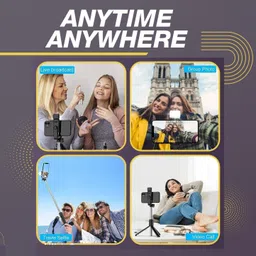 LUGZY Bluetooth Selfie Sticks with Remote and Selfie Light, 3-in-1 Multifunctional Selfie Stick Tripod Stand Compatible with All Smartphones FT06 Bluetooth Selfie Stick image 4