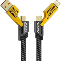 CABTRONICS Type C 1 m Type C 8 A 1 m Braided Nylon 4 in 1 65W Fast Charging Cable Compatible for- & Android with MFI Certified (1 Meter)-picture-28