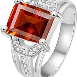 SIDHARTH GEMS 7.25 Ratti 6.00 Crt Natural Gomed Stone Ring Adjustable Brass Garnet Silver Plated Ring-image-25