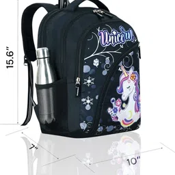 zerus Unicorn Print Kids Backpack for Girls with Dual Bottle Pocket & Durable Fabric Waterproof School Bag image 3