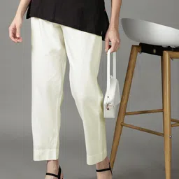 cadila Women Comfort Fit Cream Viscose Rayon Trousers-picture-28