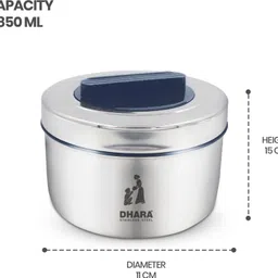 dhara stainless steel Large Double Wall Insulated Food Grade Tiffin Box For Namkeen & Meal Blue 1 Containers Lunch Box image 5