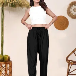 appufashion Women Comfort Fit Dark Green Viscose Rayon Trousers-picture-29