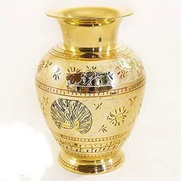 skywalk Hand Crafted Metal Brass Flower Vase With Bidri Nakkashi Work, Collectible Art Brass Vase-picture-18