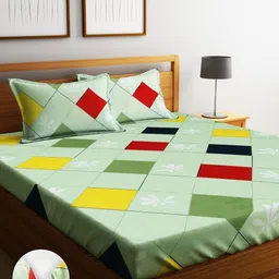 home sizzler 144 TC Microfiber Double Geometric Fitted (Elastic) Bedsheet-picture-18