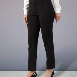 sengrow Women Regular Fit Black Cotton Blend Trousers image 3