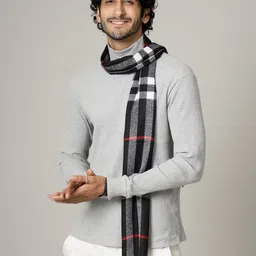 HANDICRAFT PALACE Men Black & Grey Checked Muffler-picture-17