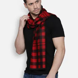 Alvaro Castagnino Men Red & Black Checked Muffler image 2