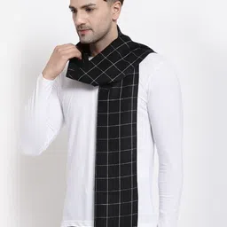 Calvadoss Men Black & Grey Checked Muffler image 4
