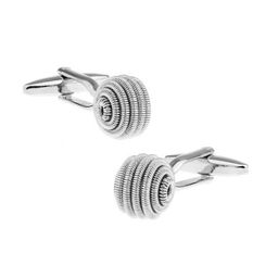 The Tie Hub Men Silver-Toned Quirky  Metallic Swirl Ball Cufflinks-picture-18