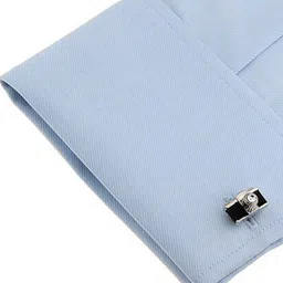 The Tie Hub Black & Silver-Toned Quirky Cufflink image 4